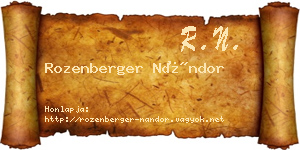 Rozenberger Nándor névjegykártya